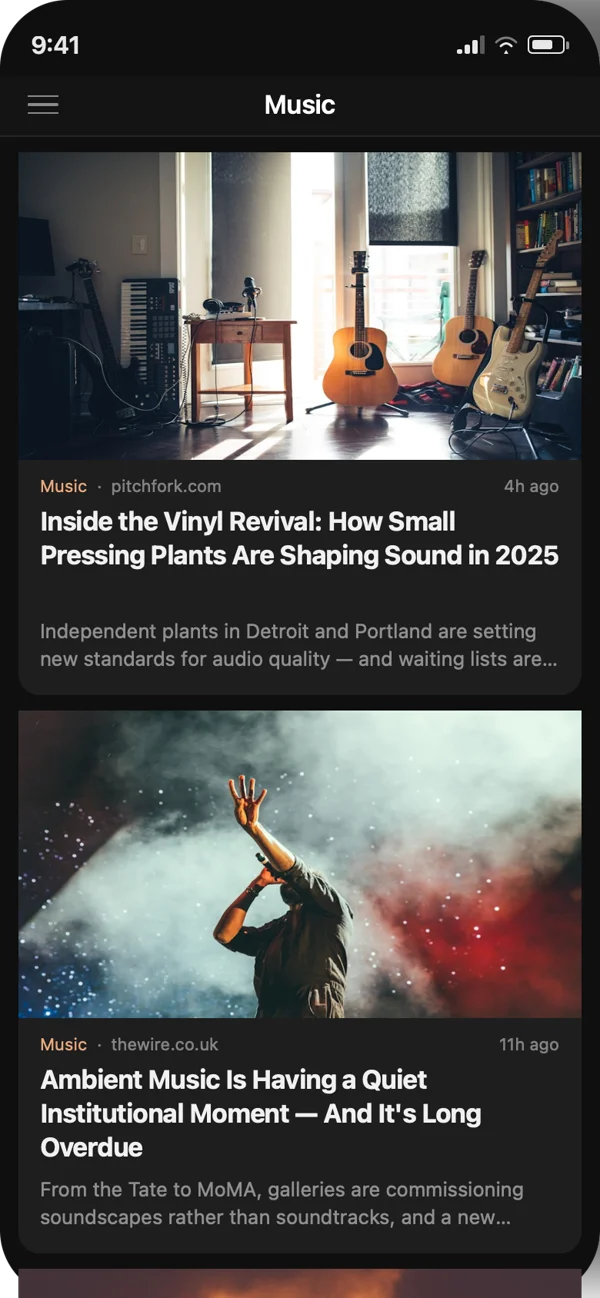 Music category feed